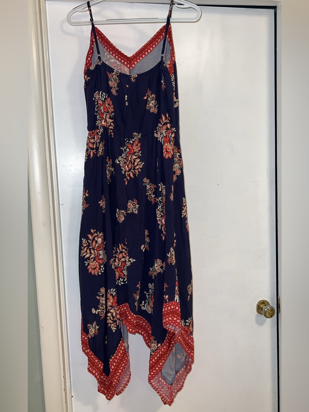 Love Ryan Los Angeles Boho Handkerchief Hem Midi Dress Navy Floral Small - Picture 3 of 5